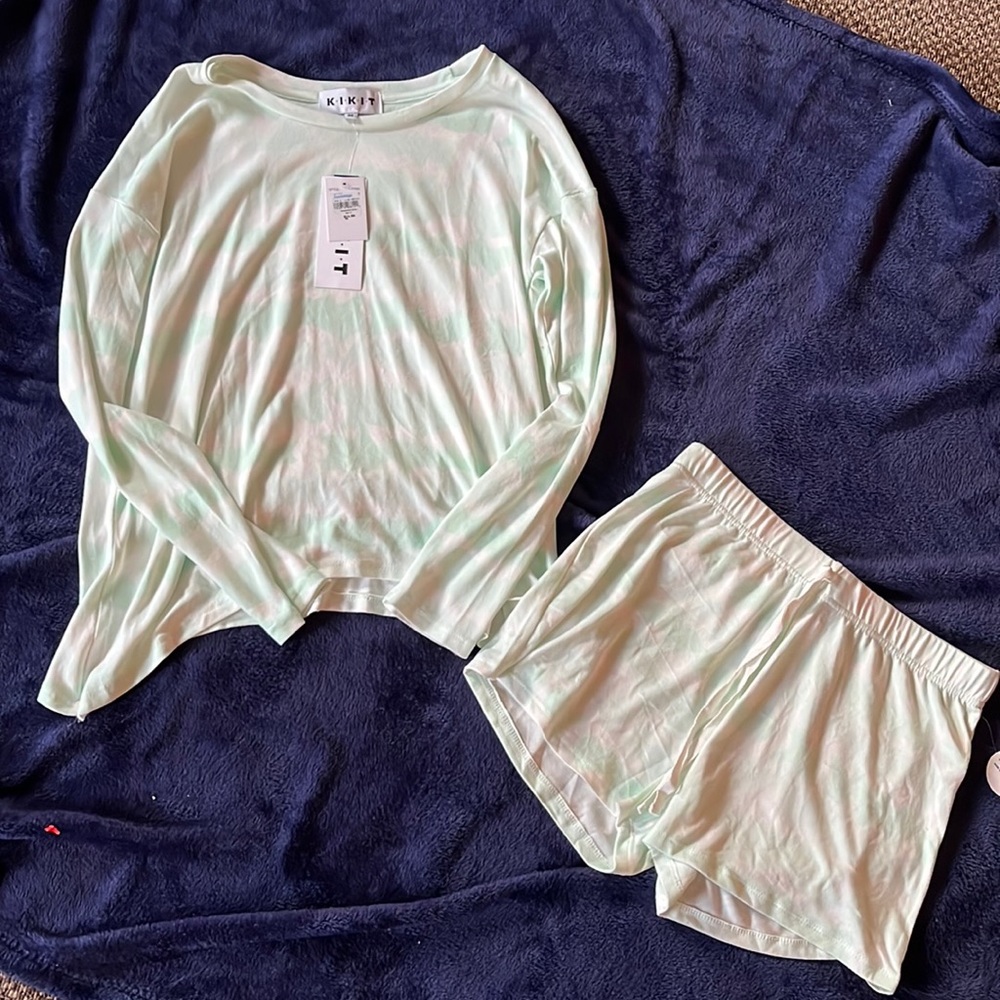 KIKIT Tie Dye Blue Matching PJ Set